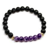 Bracelet Pierre de Lave et Améthyste | Lithothérapie Stéphanie